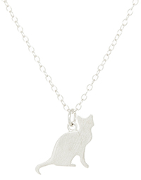 Sterling SIlver Cat Profile Necklace in Silver | DAILYLOOK