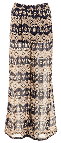 Sheer Tribal Wide Leg Pants