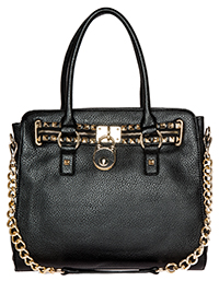 Studded Lock Charm Handbag