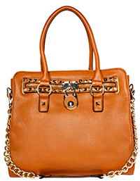 Studded Lock Charm Handbag