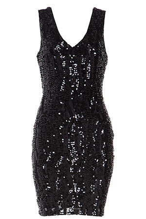 Sequined Mini Dress in Black | DAILYLOOK