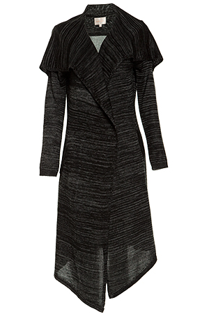 Long Shawl Collar Knit Cardigan in Black | DAILYLOOK