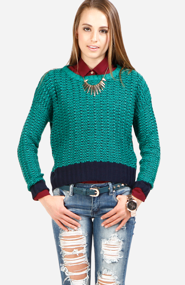 Varsity League Sweater in Green | DAILYLOOK