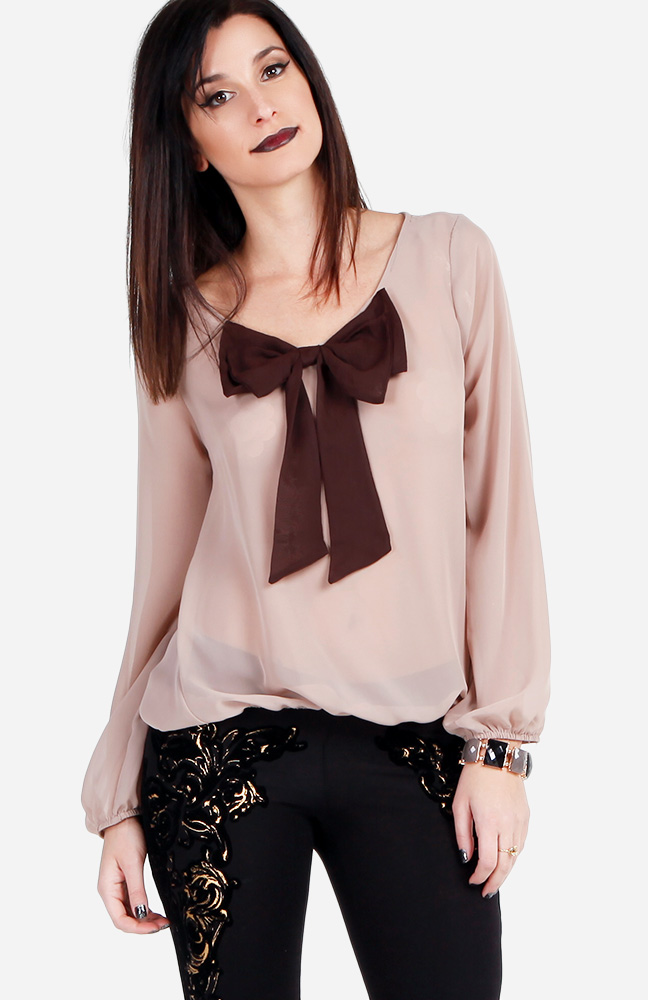 Eaphi volume sleeve sheer blouse beigeの+stbp.com.br