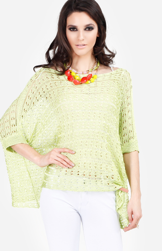 Fishnet Sweater in Green | DAILYLOOK