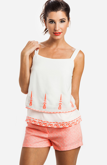 Embroidered Layered Hem Top Slide 1