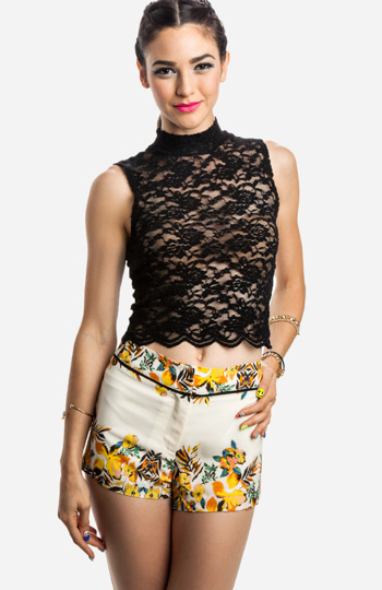 Sheer Lace Crop Top Slide 1