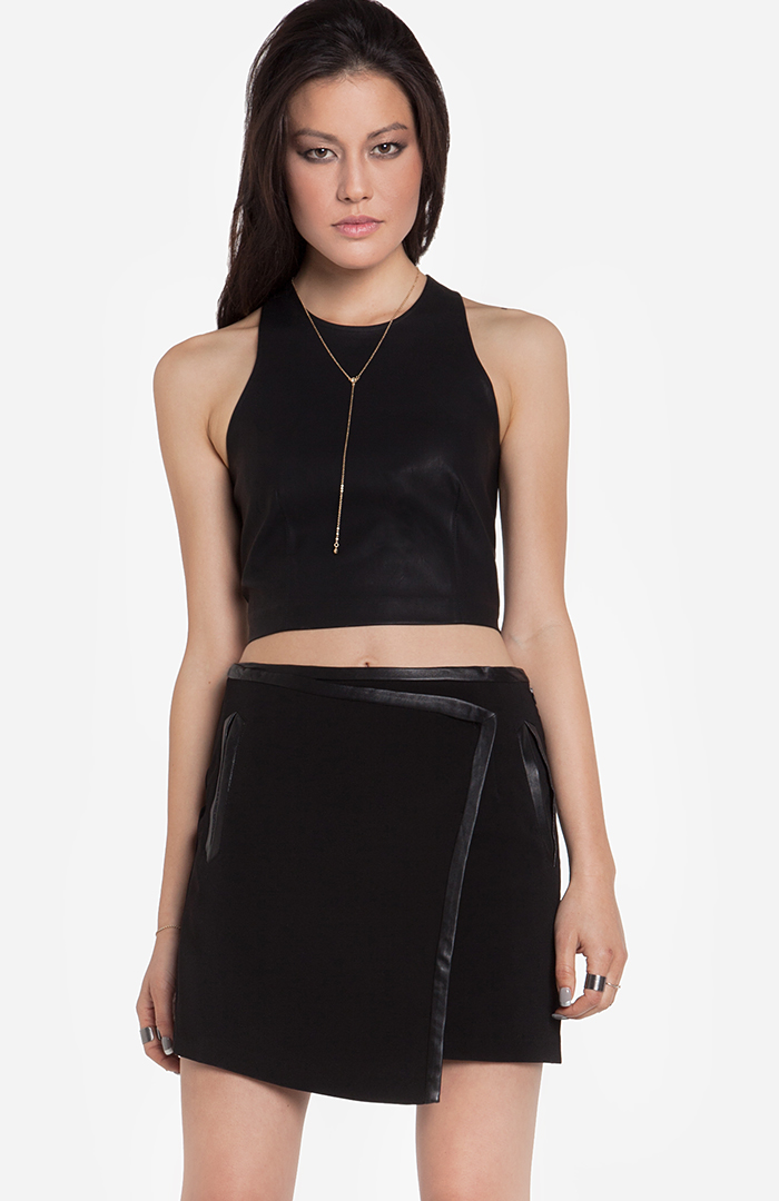 DV Dolce Vita Morton Vegan Leather Crop Top in Black | DAILYLOOK