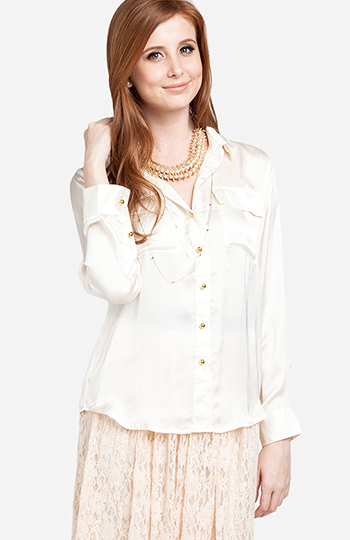 Silky Button Up Top Slide 1