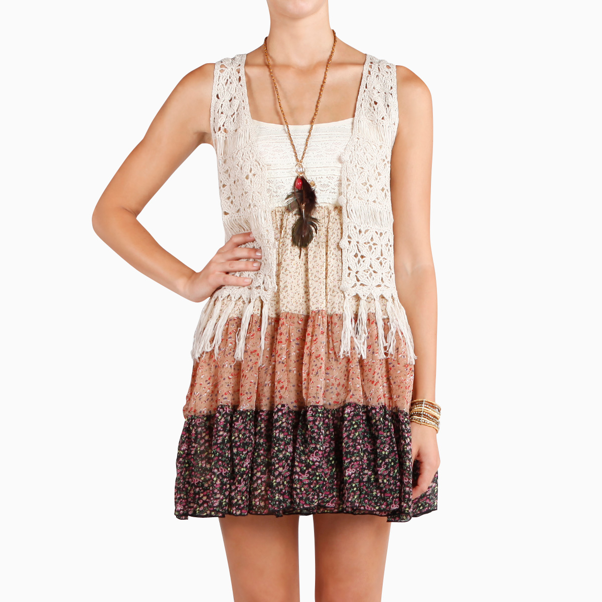 Crochet Fringe Vest by Cecico