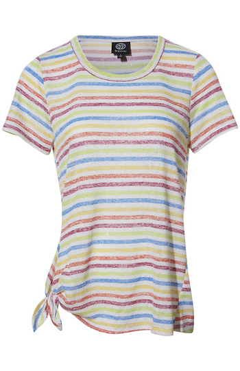 Side Tie Striped Knit Tee Slide 1