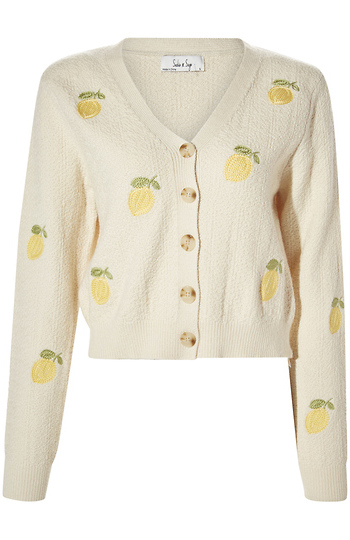 Embroidered Lemon Cardigan Slide 1