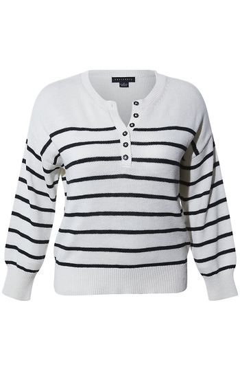 Sanctuary Button Up Stripe Sweater Slide 1