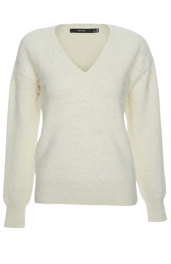 Eyelash Knit V-Neck Sweater Slide 1