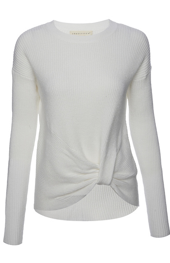 Front Knot Long Sleeve Knit Top Slide 1