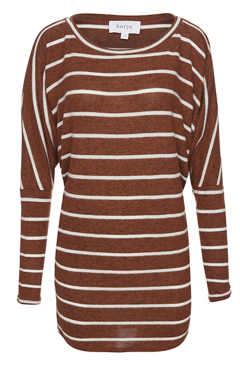 Striped Brushed Long Sleeve Top Slide 1