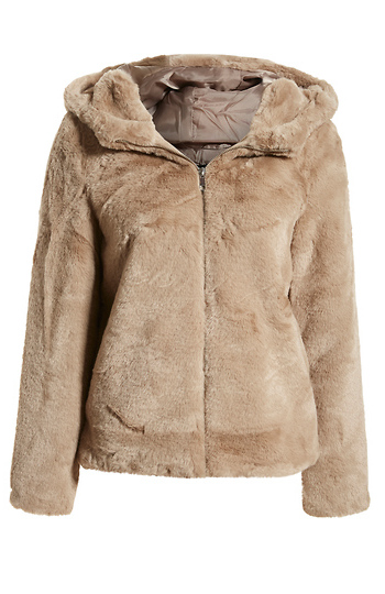 Faux Fur Hooded Jacket Slide 1