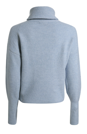 High Neck Half Zip Knit in Light Blue M | DAILYLOOK