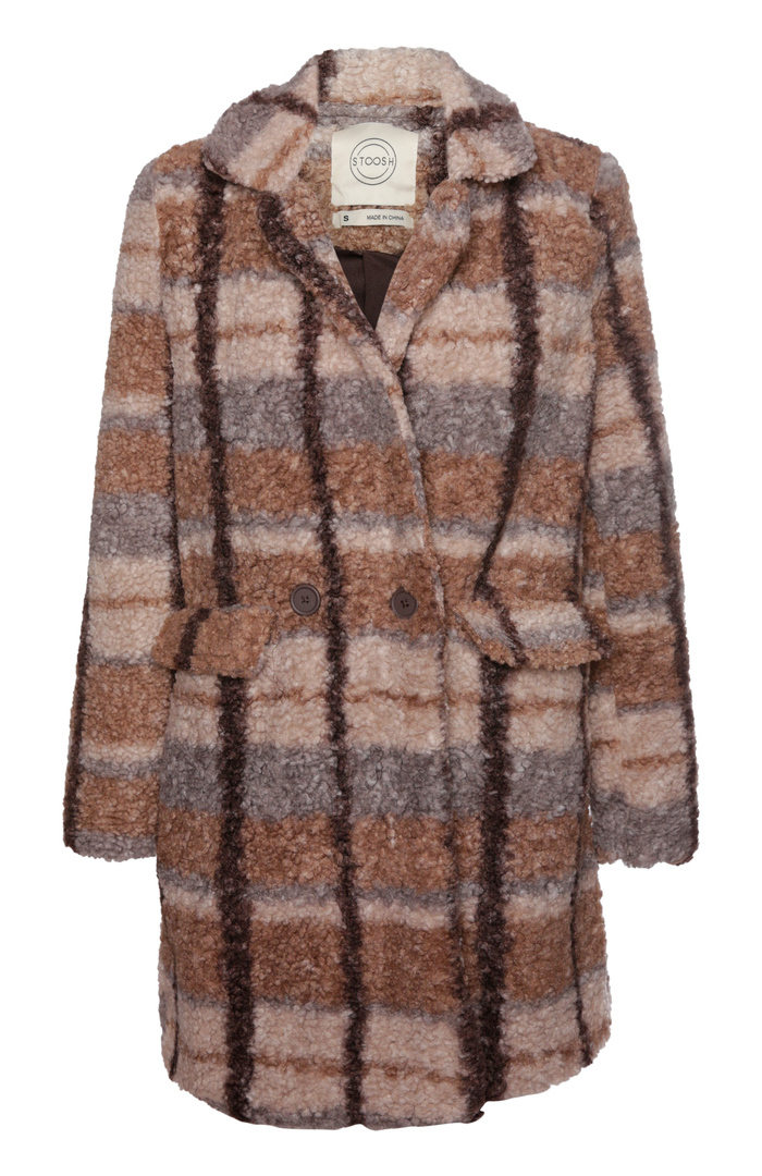 Double Breasted Sherpa Coat in Brown Multi S - XL | DAILYLOOK