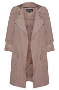 Long Hooded Peach Skin Jacket