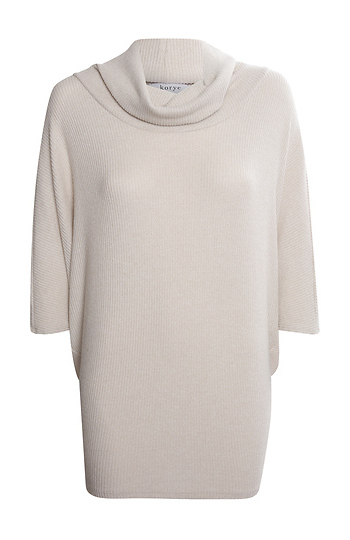 Cowl Neck 3/4 Sleeve Brushed Top Slide 1