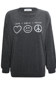 'Love+Smile+Peace' Graphic Print Top Slide 1