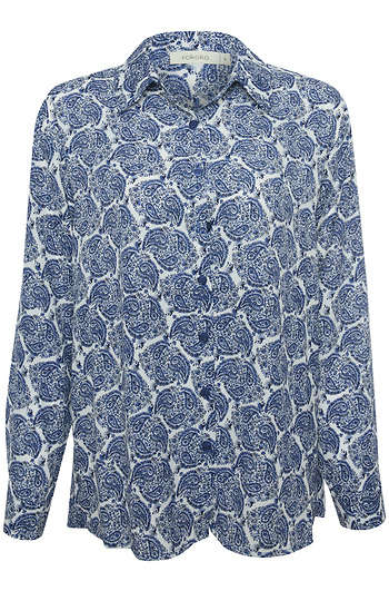 Print Long Sleeve Button Down Blouse Slide 1