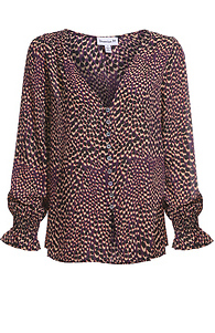 Veronica M Dot Printed Button Front Blouse Slide 1