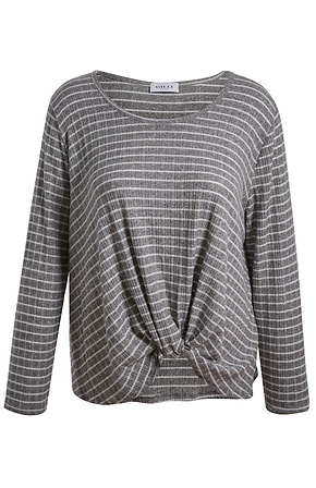 Front Knot Knit Top in Heather Grey Multi 2X - 3X | DAILYLOOK