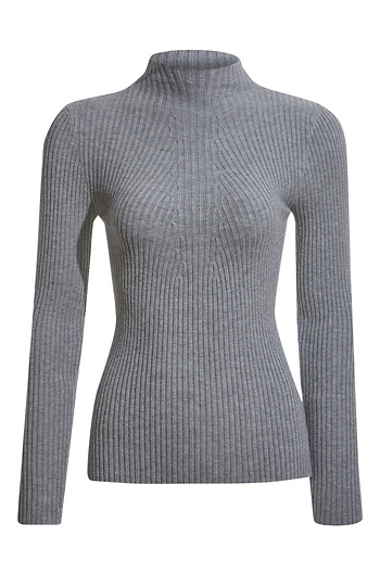 Mock Neck Ribbed Long Sleeve Top Slide 1