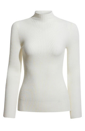 Mock Neck Ribbed Long Sleeve Top Slide 1