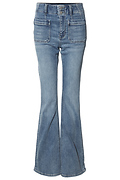 High Rise Double Button Flare Jean