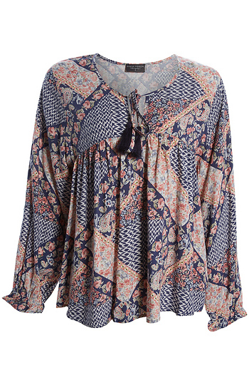 Printed Split Neck Blouse Slide 1