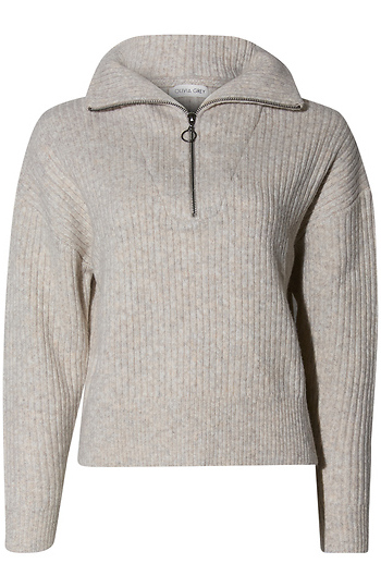 Half Zip Ribbed Sweater Slide 1