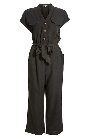 Tie Waist Button Up Jumpsuit Slide 1