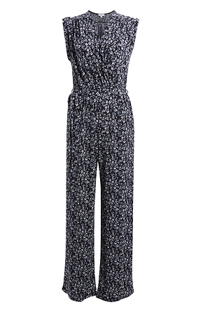 Floral Printed Jumpsuit In Black Multi