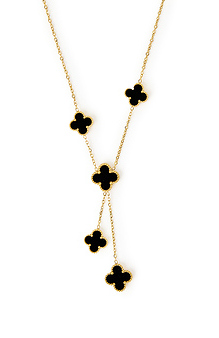 Black 5-Clover Necklace Slide 1