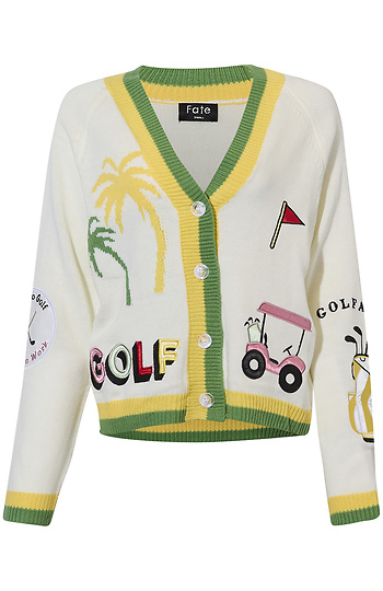 Embroidered Golf Cardigan Slide 1