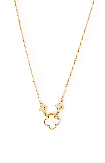 Single White Clover Necklace Slide 1