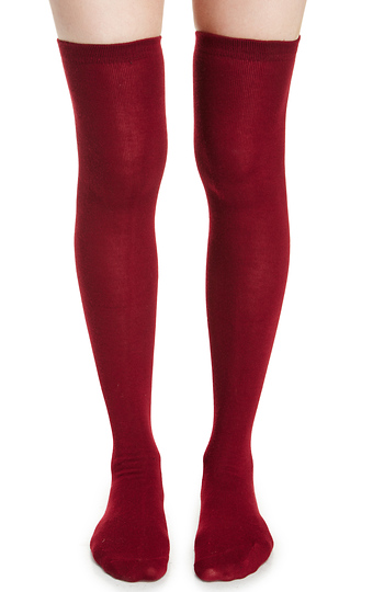 Basic Thigh High Boot Socks in Burgundy | DAILYLOOK