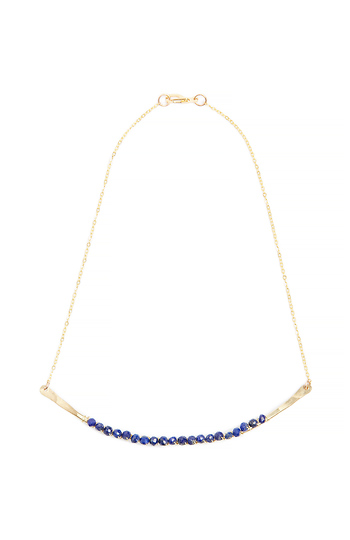 Five and Two Phoebe Necklace Gold Plated Choker in Blue | DAILYLOOK