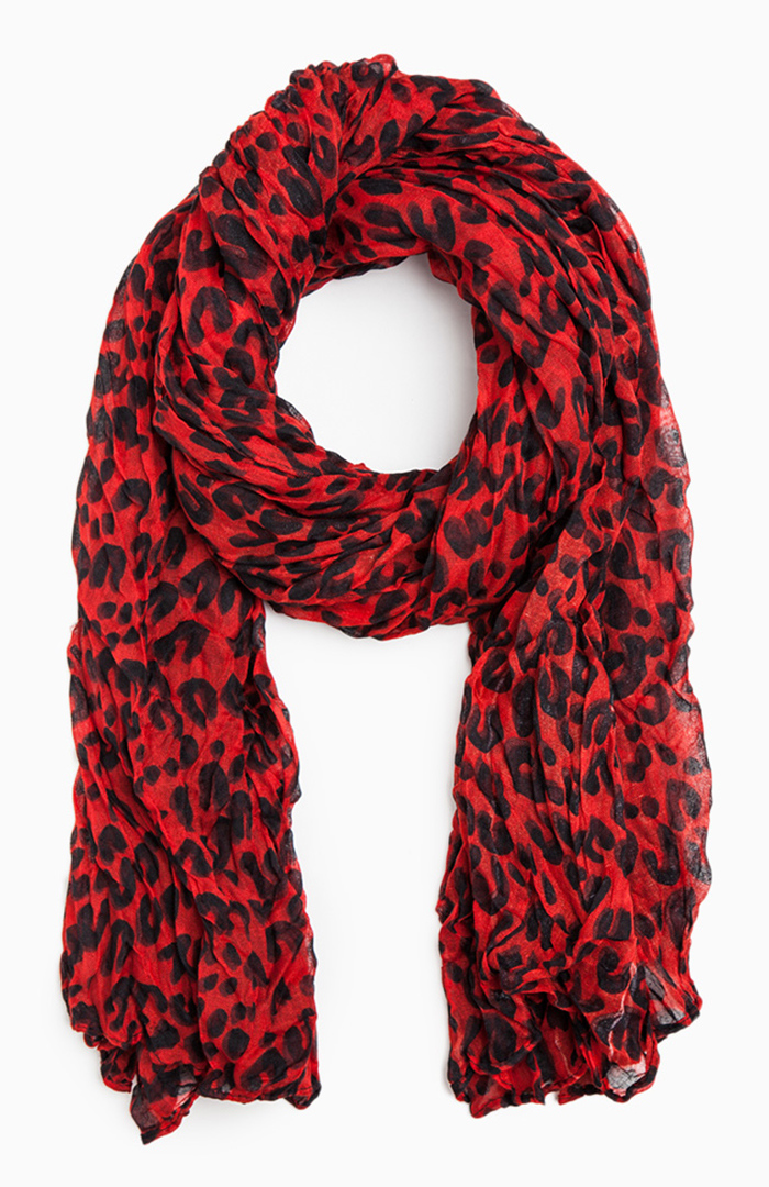 Cheetah Print Scarf in Red | DAILYLOOK
