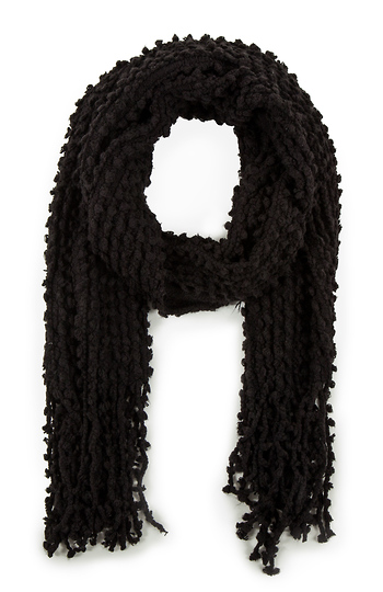 Soft Nubby Knitted Scarf in Black | DAILYLOOK