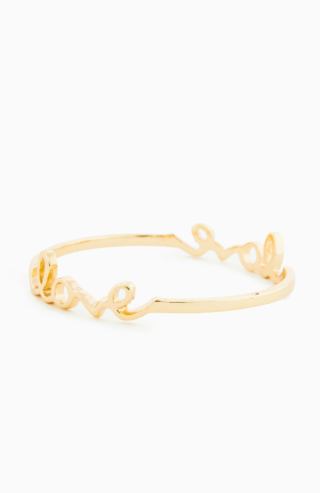 Double Love Bangle Bracelet in Gold | DAILYLOOK