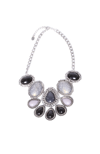 Chunky Stone Chain Bib Necklace Slide 1