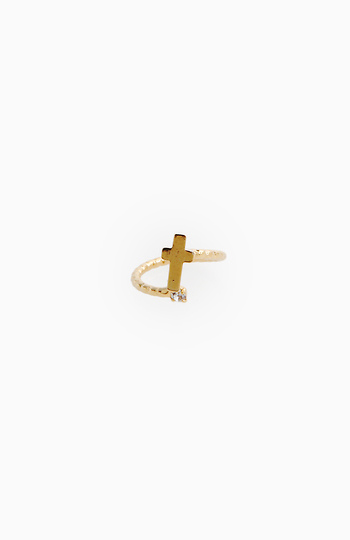 Cross and Small Stone Ring Slide 1