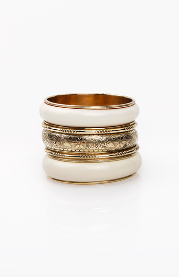 Gold and Ivory Bangle Set Slide 1