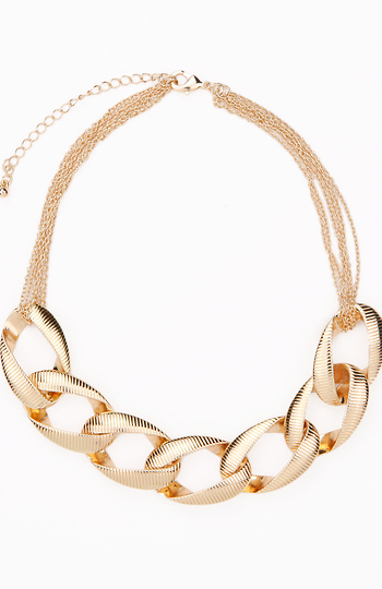 Double Textured Gold Chain Necklace Slide 1