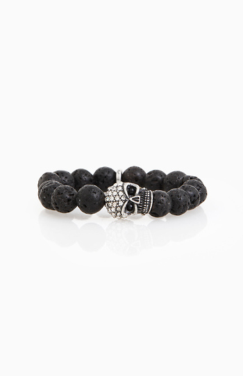 Lava Rock and Skull Bracelet Slide 1