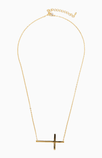 Simple Side Cross Necklace Slide 1